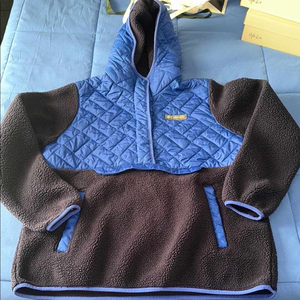 Columbia Women's Sweet View Fleece Hooded Pullover Lapis Blue Dark Nocturnal XL! - Picture 4 of 12